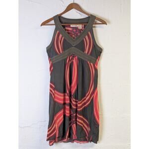 Y2K Babydoll Dress DKNY Jeans Womens Small Petite Green Orange Mesh Party Hoco